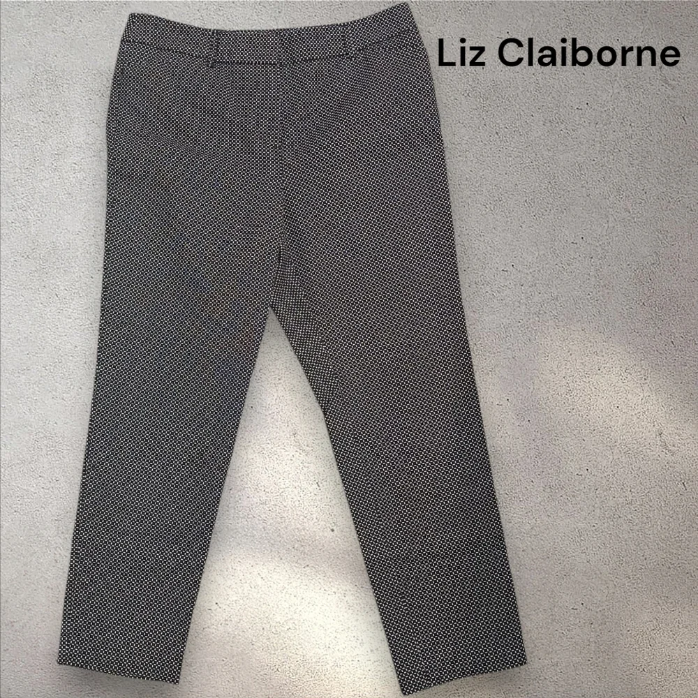 Liz Claiborne Career Classic Emma Ankle Pants‎ Black White Checkered Size 6
